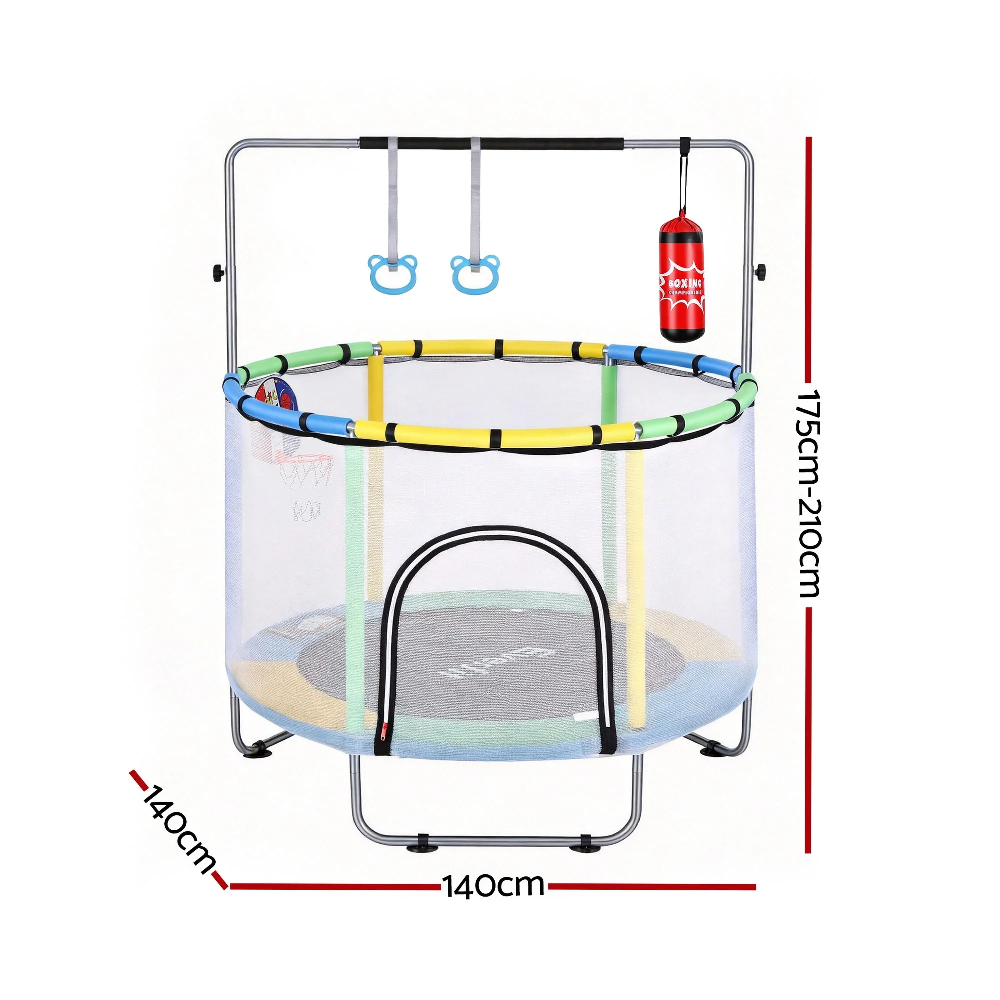 Everfit 55inch Trampoline Kids Rebounder with Basketball Set Sandbag Boxing Game - Image 2