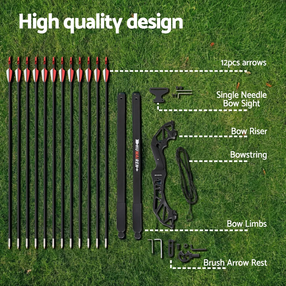 Everfit 55lbs Bow Arrow Set Recurve Takedown Archery Hunting for Beginner Red - Image 5