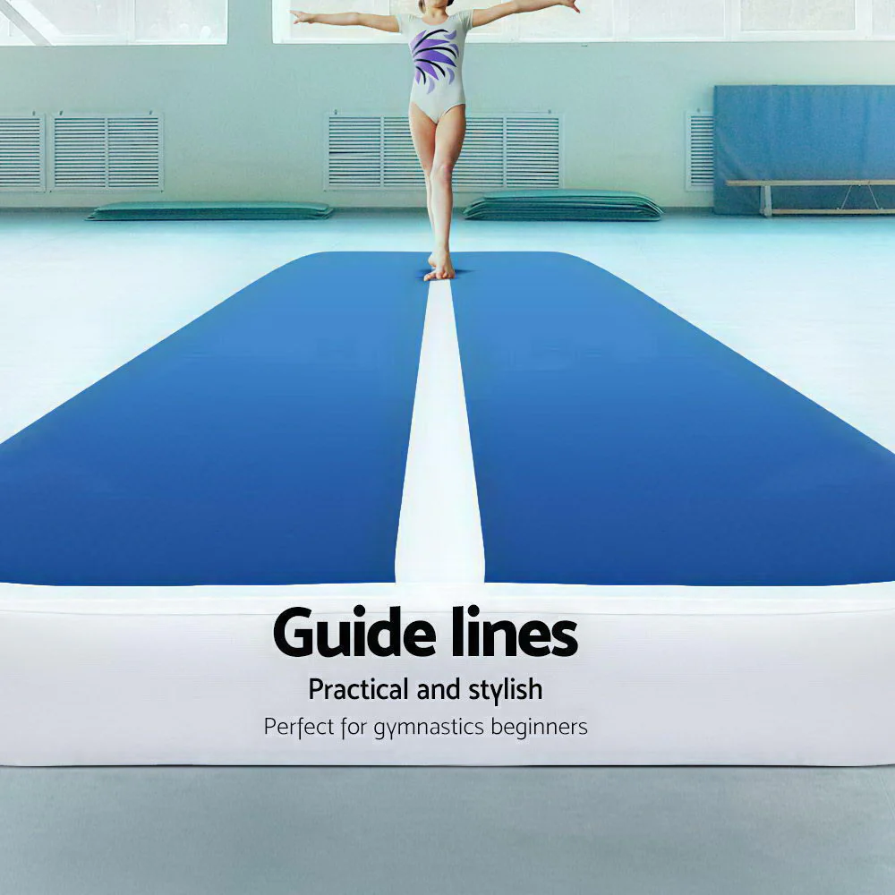 Everfit 5X1M Inflatable Air Track Mat 20CM Thick with Pump Tumbling Gymnastics Blue - Image 4