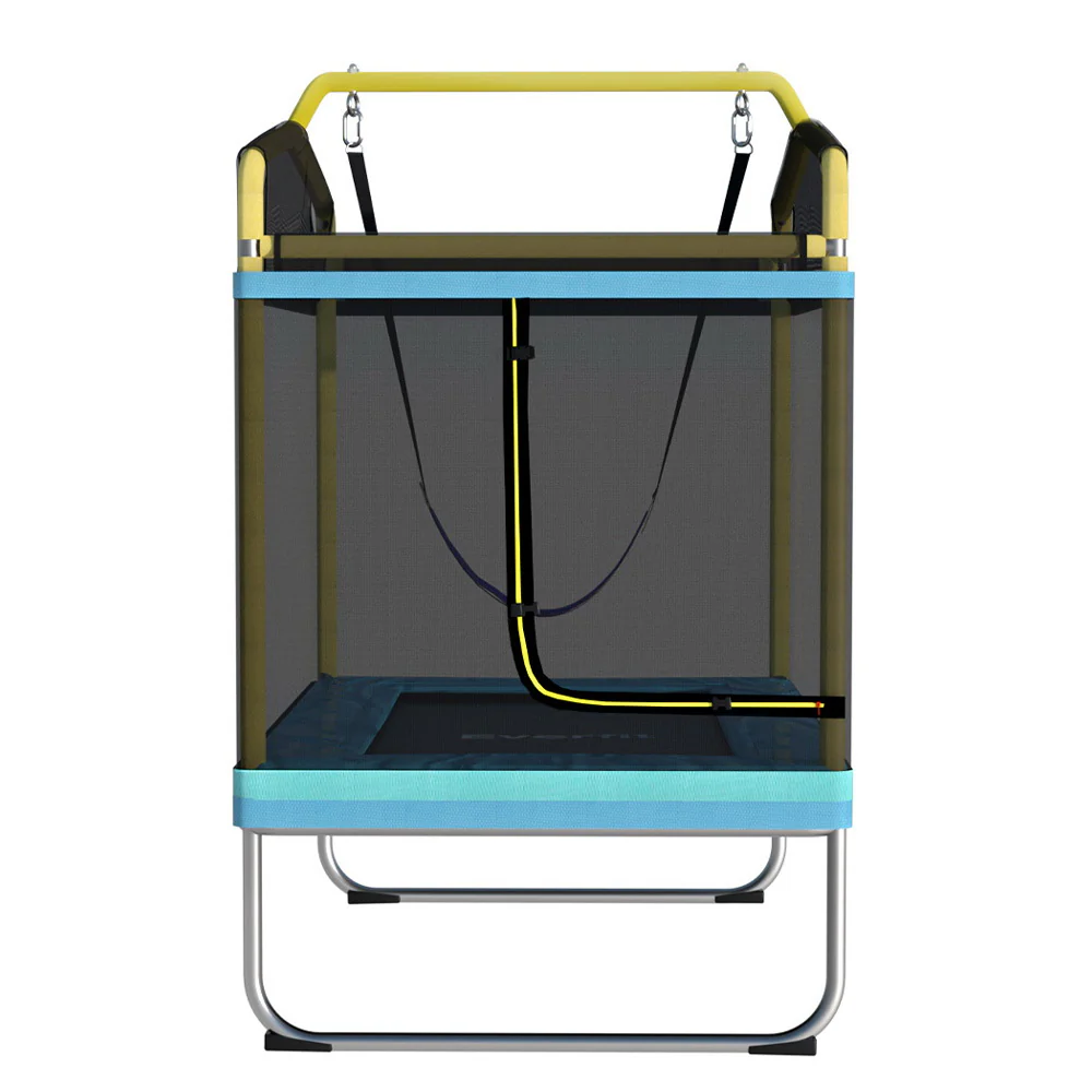 Everfit 6FT Trampoline for Kids w/ Enclosure Safety Net Swing Rectangle Yellow - Image 4