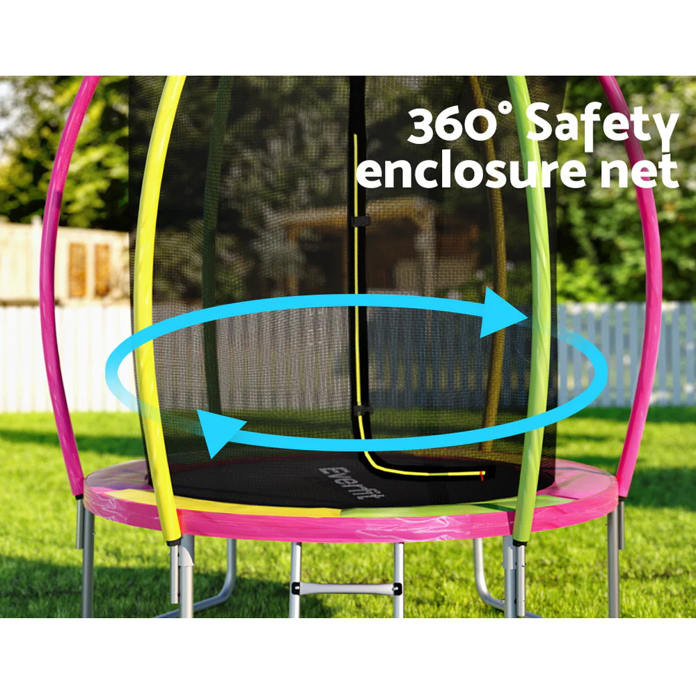 Everfit 6FT Trampoline for Kids w/ Ladder Enclosure Safety Net Rebounder Colors - Image 3