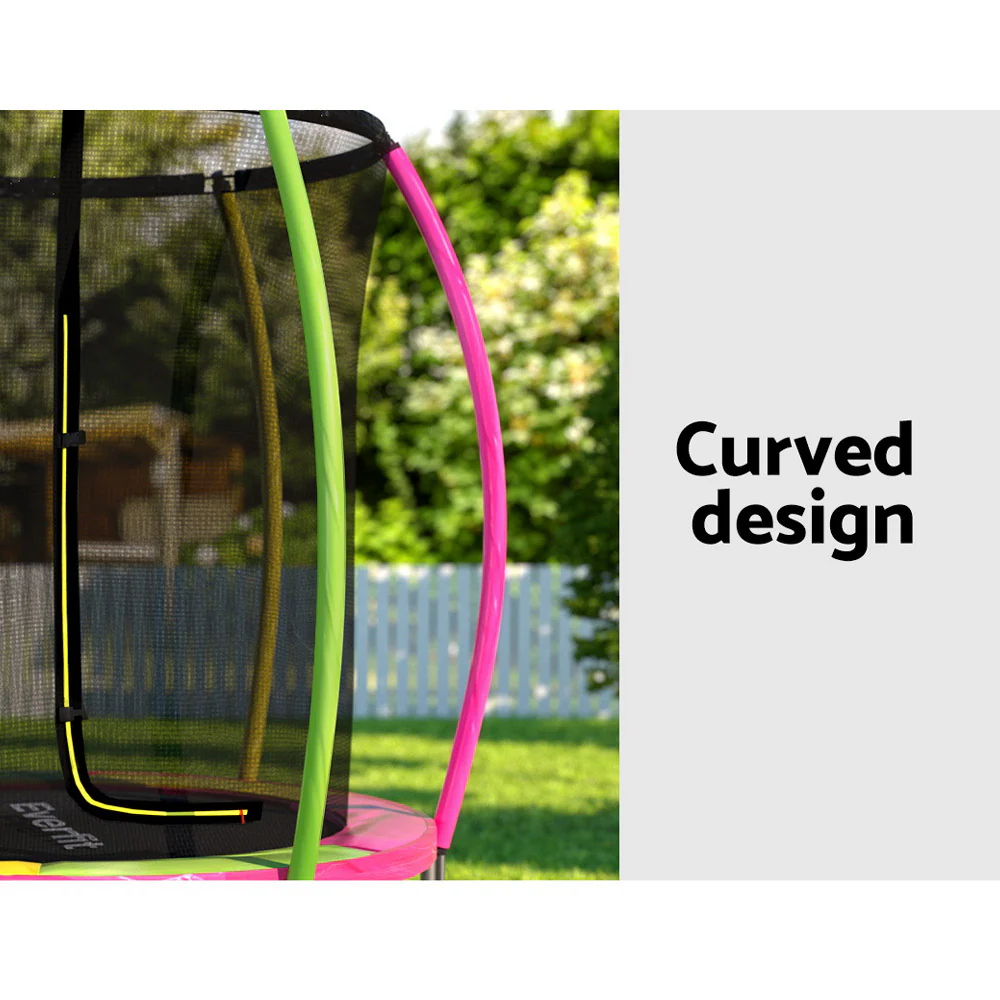 Everfit 6FT Trampoline for Kids w/ Ladder Enclosure Safety Net Rebounder Colors - Image 4