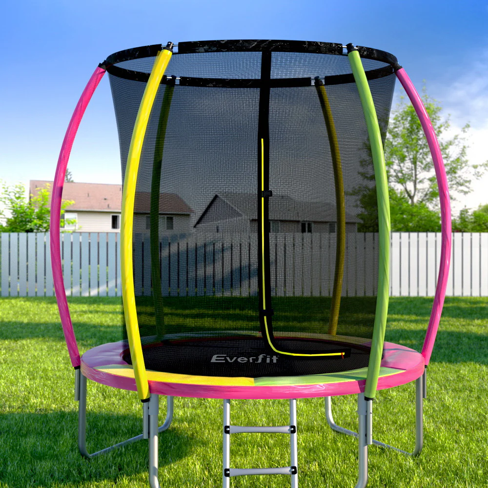 Everfit 6FT Trampoline for Kids w/ Ladder Enclosure Safety Net Rebounder Colors - Image 7