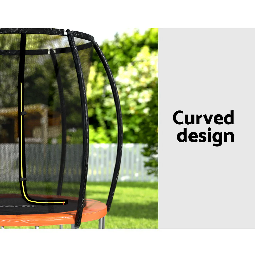 Everfit 6FT Trampoline for Kids w/ Ladder Enclosure Safety Net Rebounder Orange - Image 4