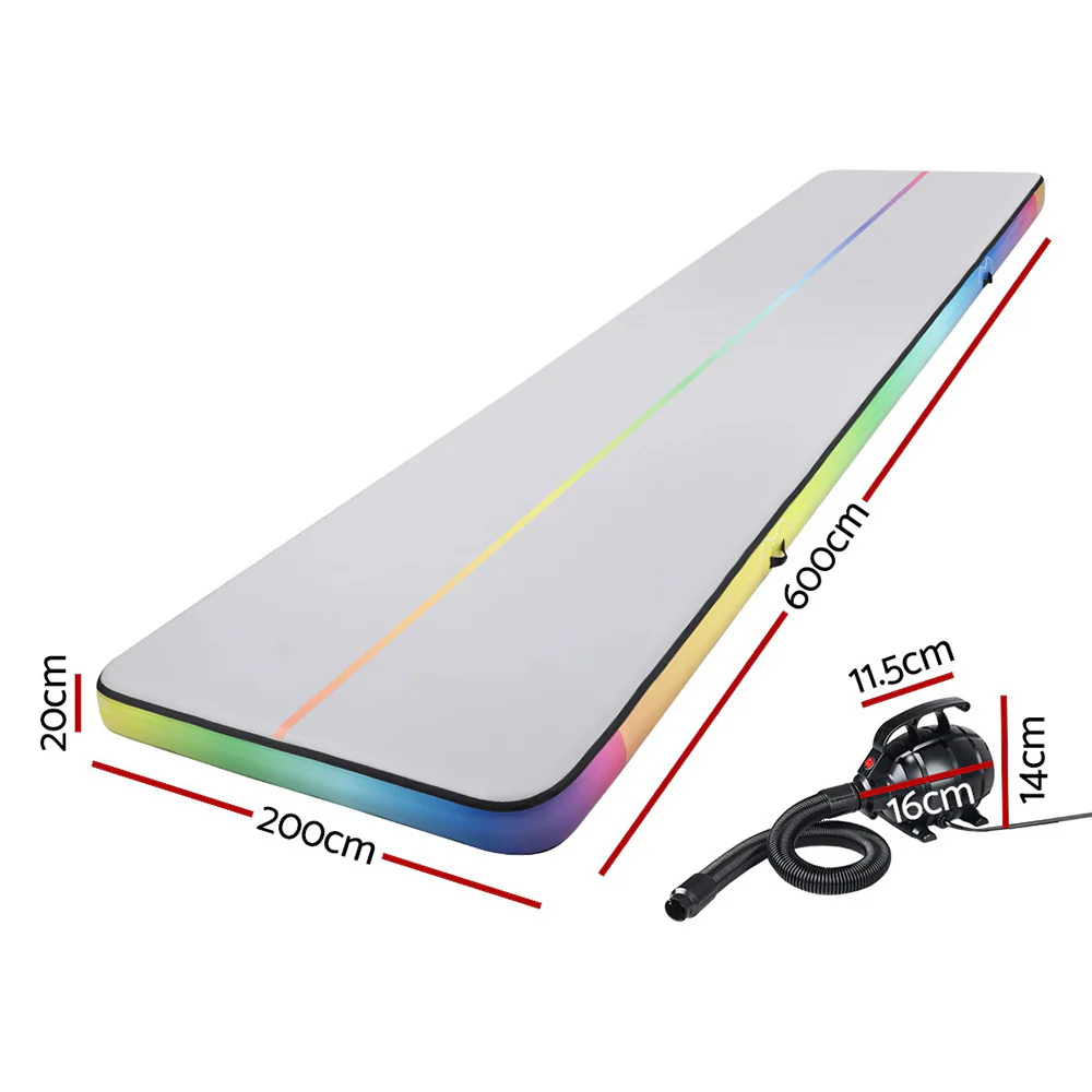 Everfit 6M Air Track Mat Inflatable Gymnastics Tumbling Mat W/ Pump Colourful - Image 3