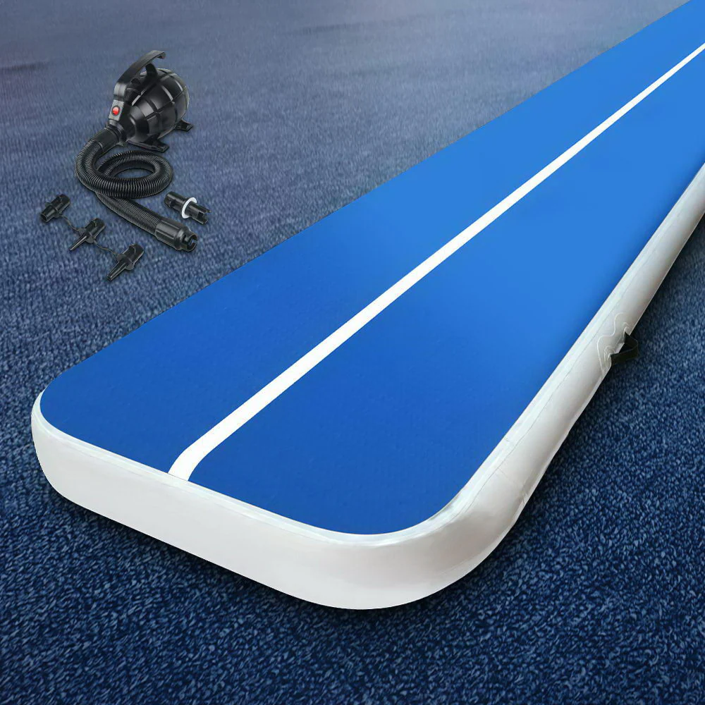 Everfit 6X1M Inflatable Air Track Mat 20CM Thick with Pump Tumbling Gymnastics Blue - Image 7