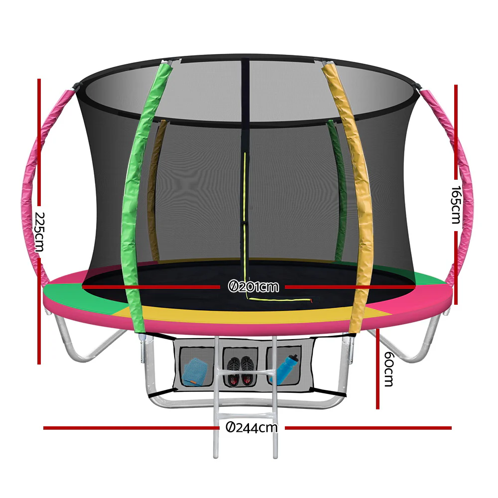 Everfit 8FT Trampoline for Kids w/ Ladder Enclosure Safety Net Rebounder Colors - Image 2