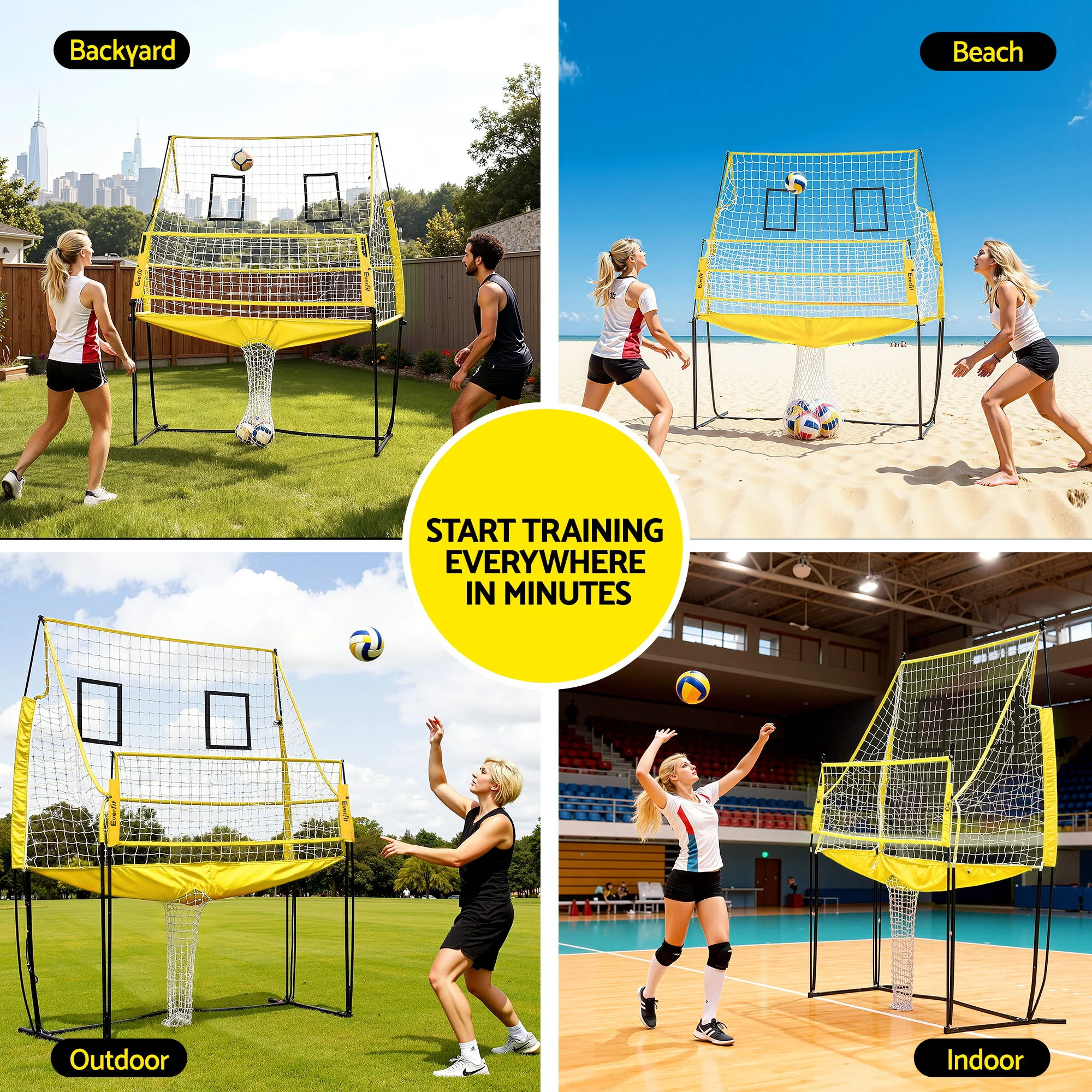 Everfit 8ft Volleyball Net Free-standing Adjustable Height Portable with Ball and Bag - Image 5