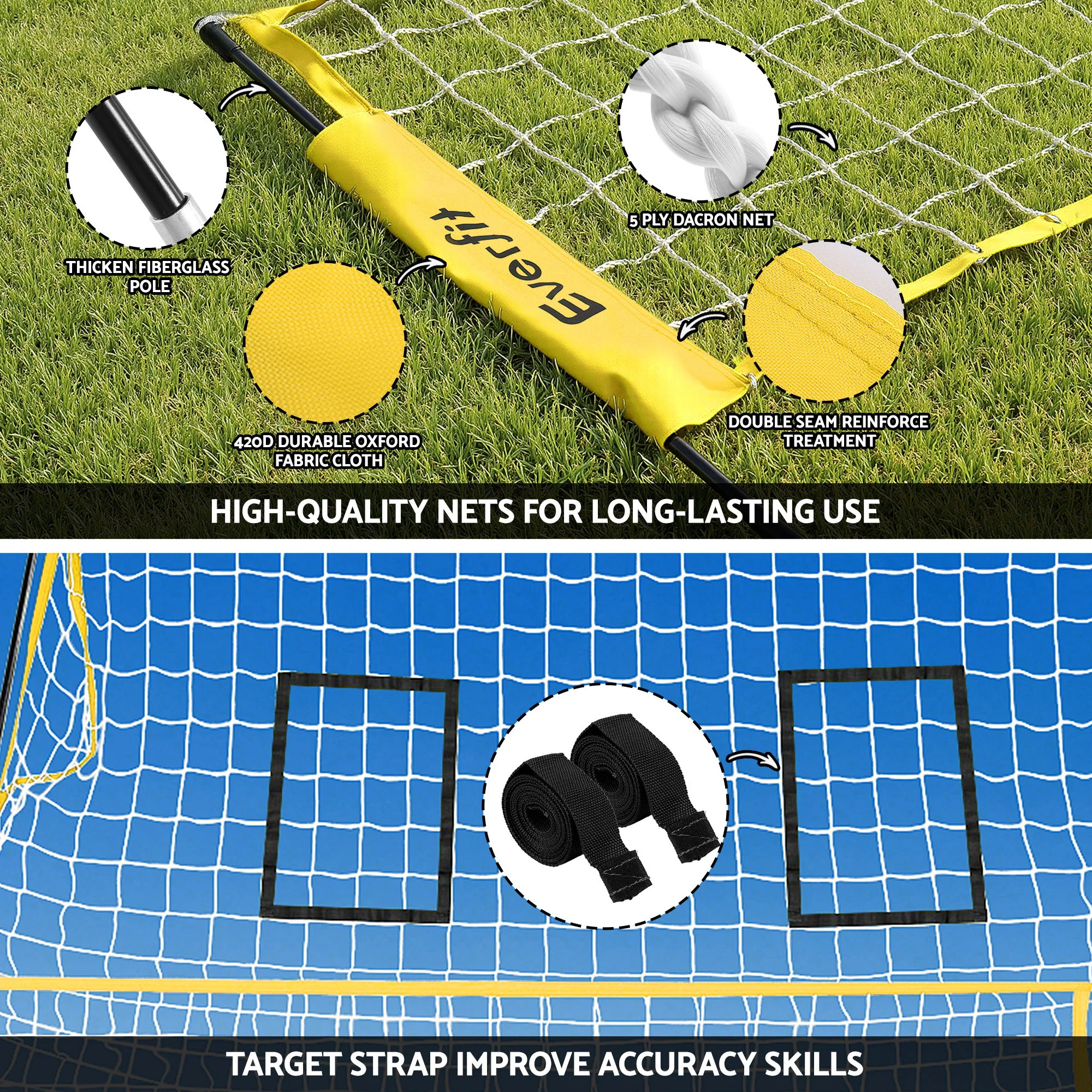 Everfit 8ft Volleyball Net Free-standing Adjustable Height Portable with Ball and Bag - Image 7
