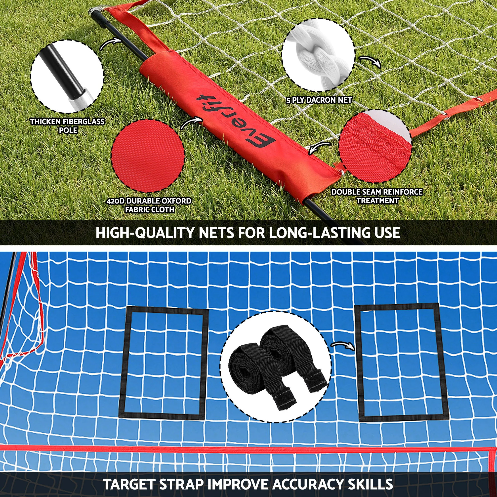 Everfit 8ft Volleyball Net Training Equipment Adjustable Height Portable with Ball and Bag - Image 7