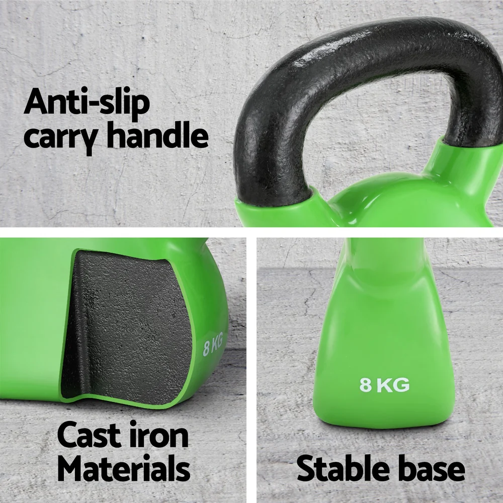 Everfit 8kg Kettlebell Set Weightlifting Bench Dumbbells Kettle Bell Gym Home - Image 6