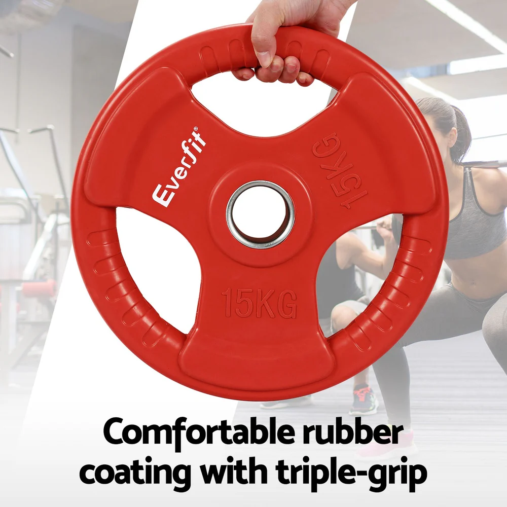 Everfit Barbells Set 36kg 120cm Dumbbell Barbell Plate Weight Lifting Home Gym Red Lifting - Image 5
