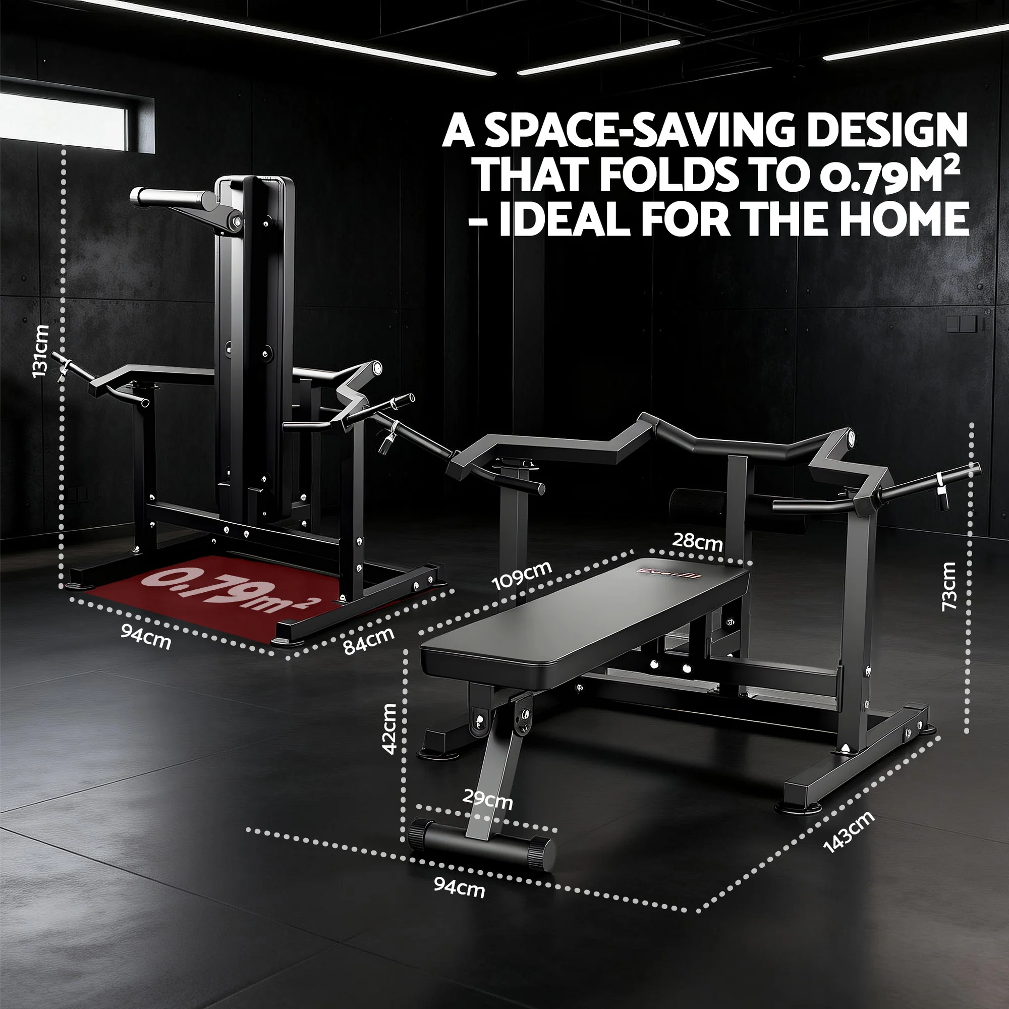 Everfit Chest Press Machine Home Gym Equipment Folding Workout Bench with Independent Arms Black - Image 3