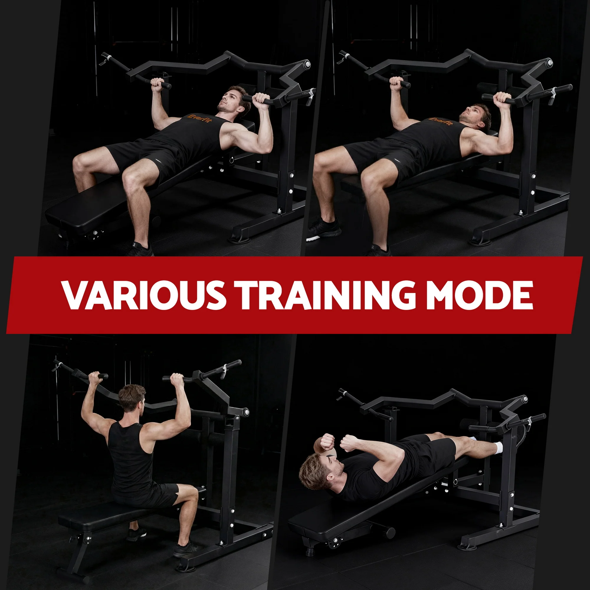 Everfit Chest Press Machine Home Gym Equipment Folding Workout Bench with Independent Arms Black - Image 5