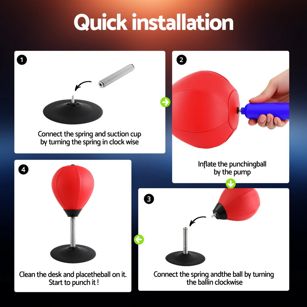 Everfit Desktop Punching Boxing Bag Stand Set with Pump Swivel Speed Balls - Image 6