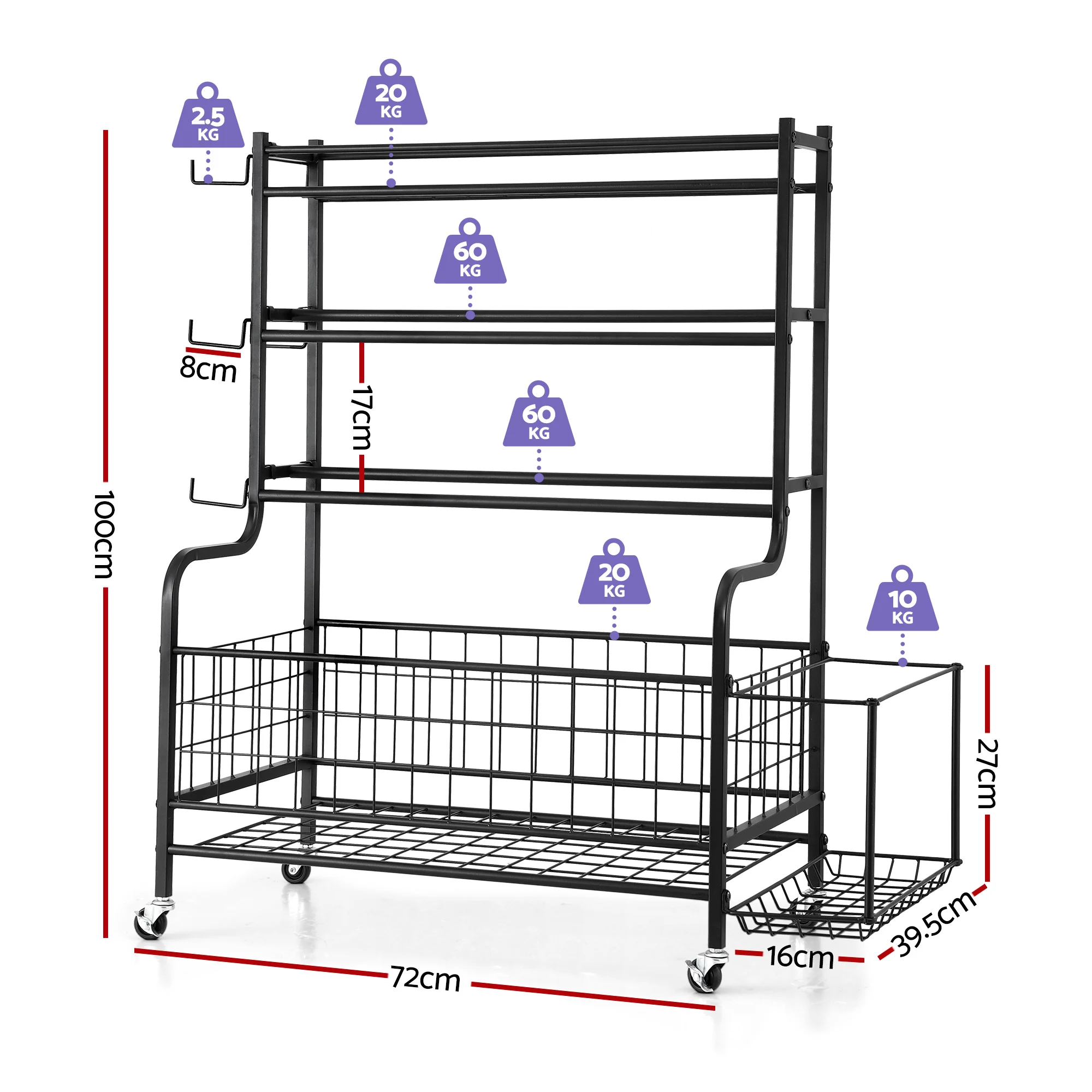 Everfit Dumbbell Rack Weight Rack for Dumbbells Home Gym Storage Black - Image 2