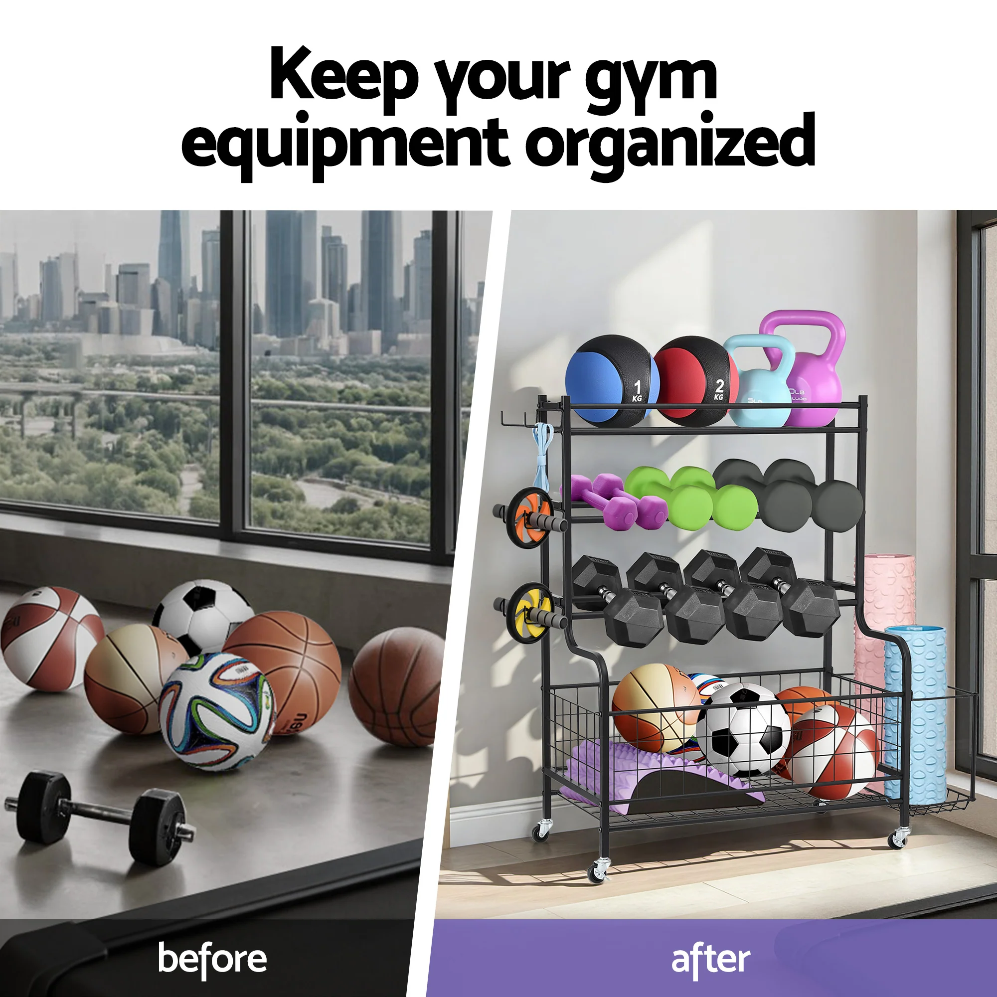 Everfit Dumbbell Rack Weight Rack for Dumbbells Home Gym Storage Black - Image 5