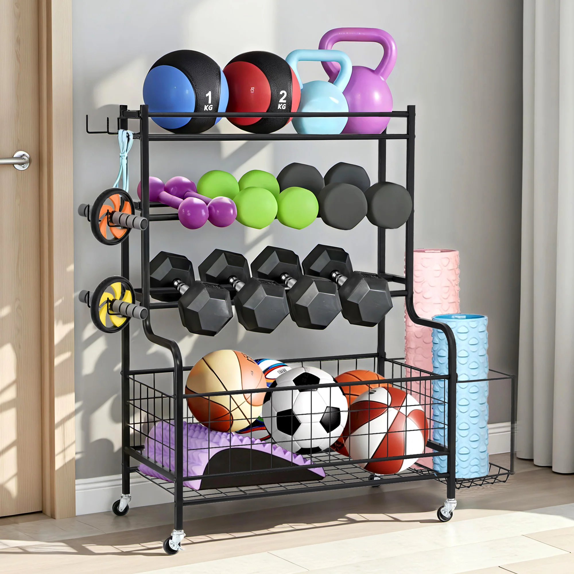 Everfit Dumbbell Rack Weight Rack for Dumbbells Home Gym Storage Black - Image 8