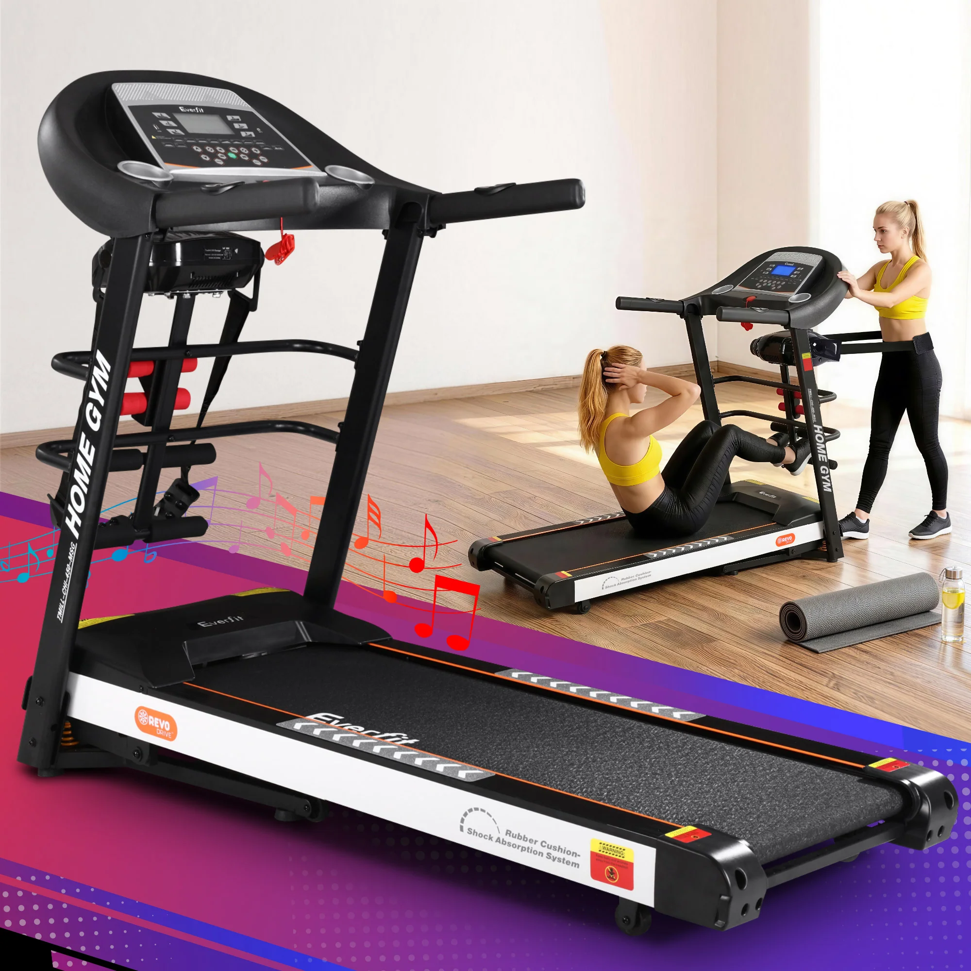 Everfit Treadmill Electric Home Gym Fitness Exercise Machine w/ Massager 450mm - Image 8