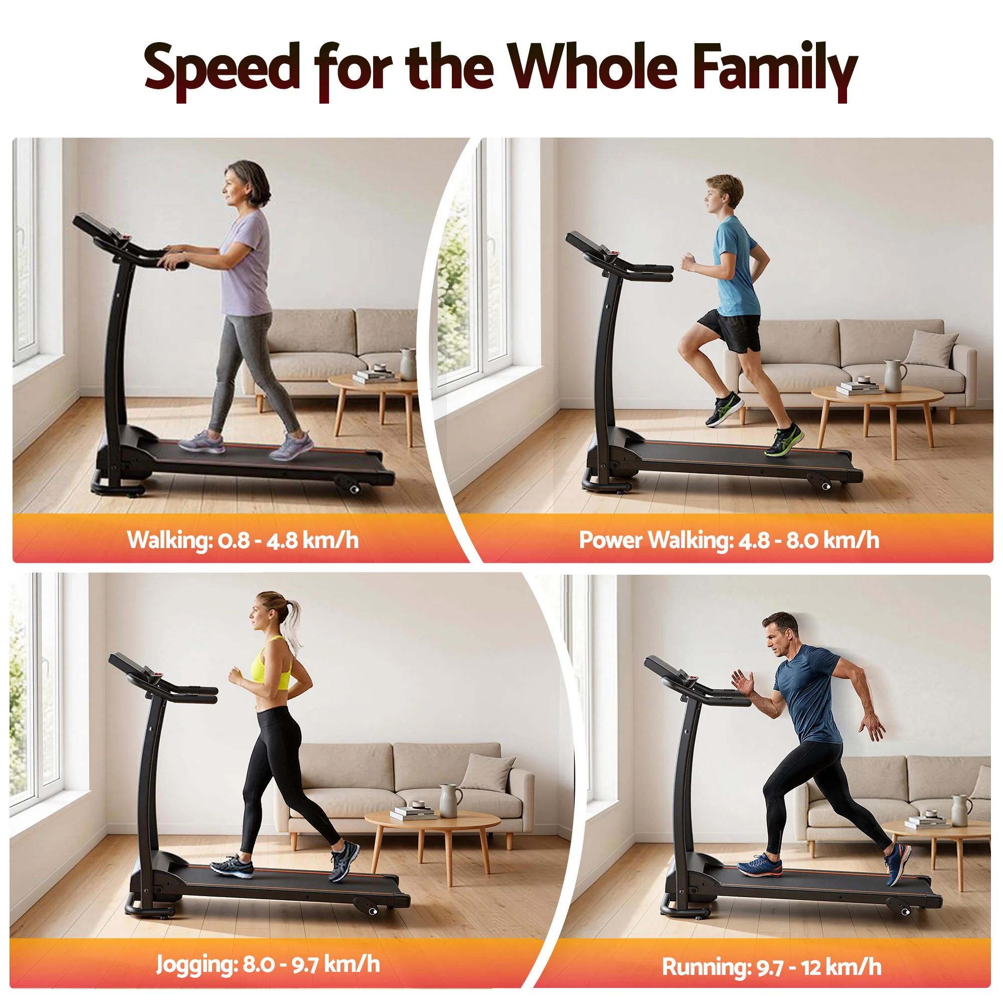 Everfit Treadmill Electric Home Gym Fitness Exercise Machine Foldable 370mm - Image 5
