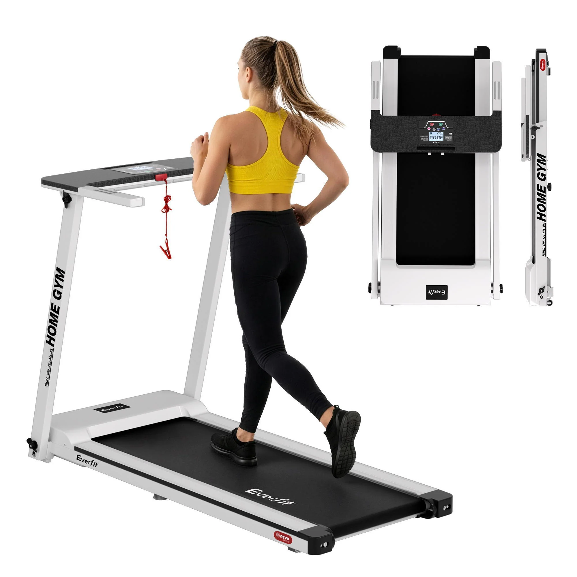Everfit Treadmill Electric Home Gym Fitness Exercise Fully Foldable 420mm White