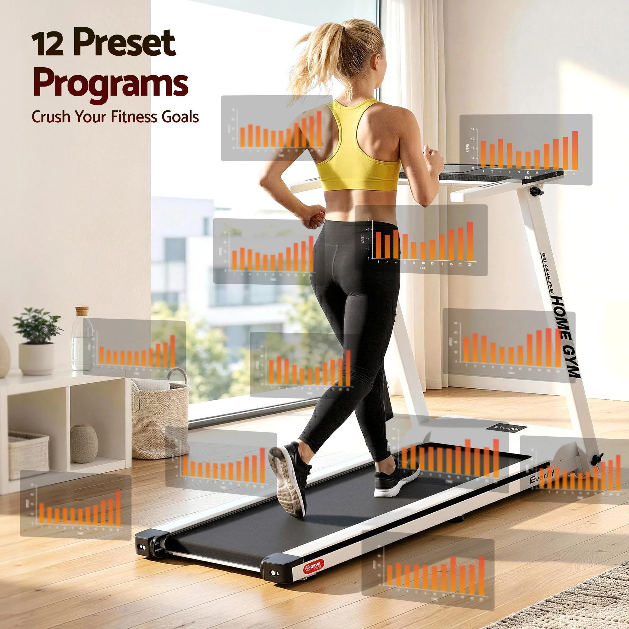 Everfit Treadmill Electric Home Gym Fitness Exercise Fully Foldable 420mm White - Image 4