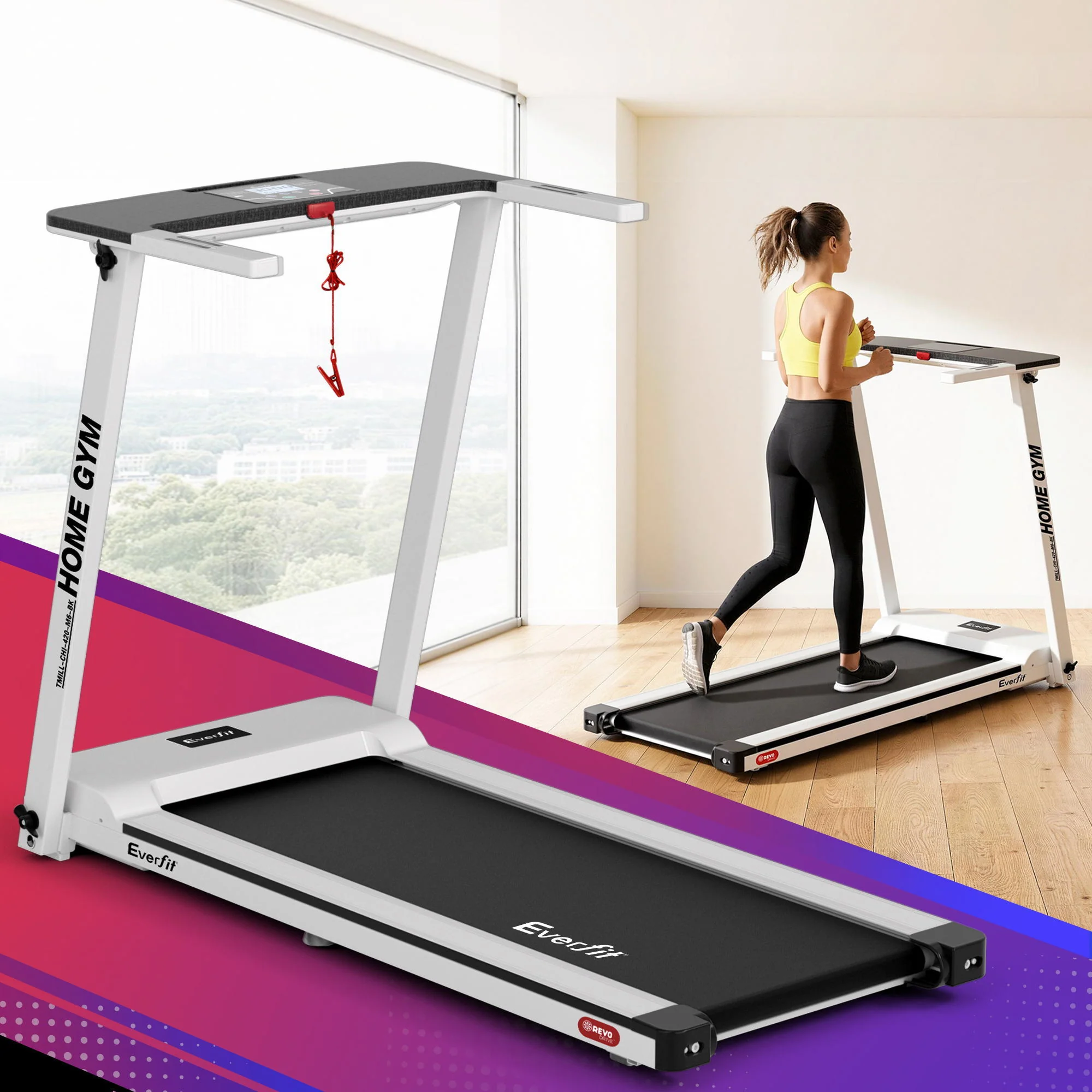 Everfit Treadmill Electric Home Gym Fitness Exercise Fully Foldable 420mm White - Image 8