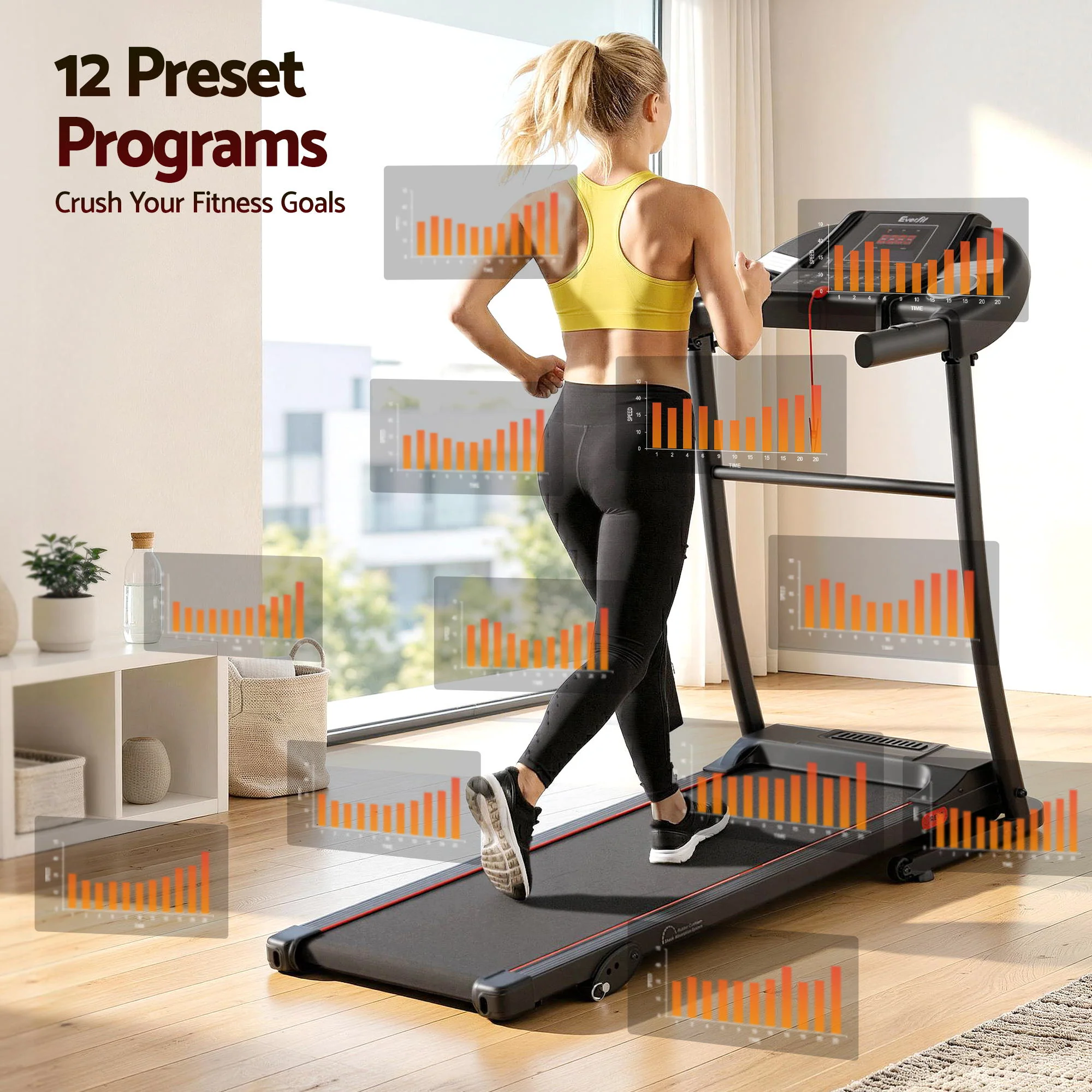 Everfit Treadmill Electric Home Gym Fitness Exercise Equipment Incline 400mm - Image 4