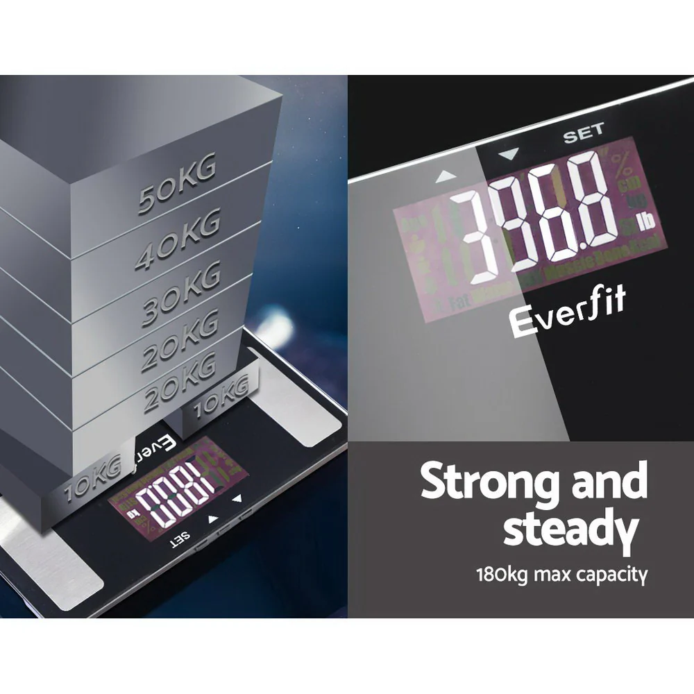 Everfit Body Fat Bathroom Scale Weighing BMI Monitor Gym 180KG - Image 5