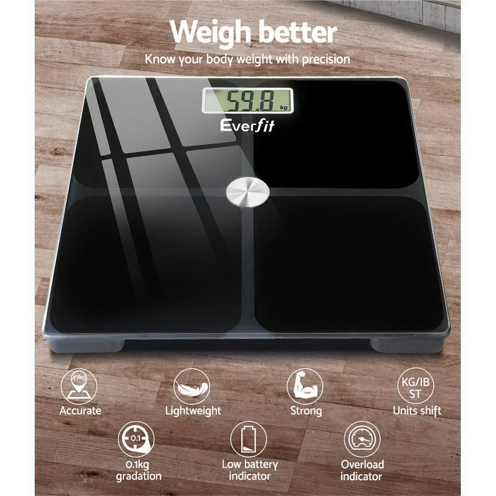 Everfit Body Fat Bathroom Scale Weighing Tracker Gym 180KG - Image 3