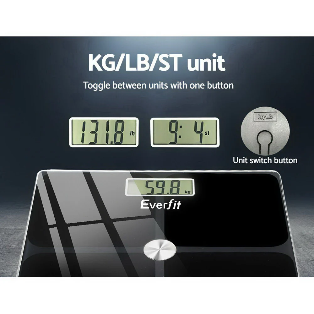 Everfit Body Fat Bathroom Scale Weighing Tracker Gym 180KG - Image 6