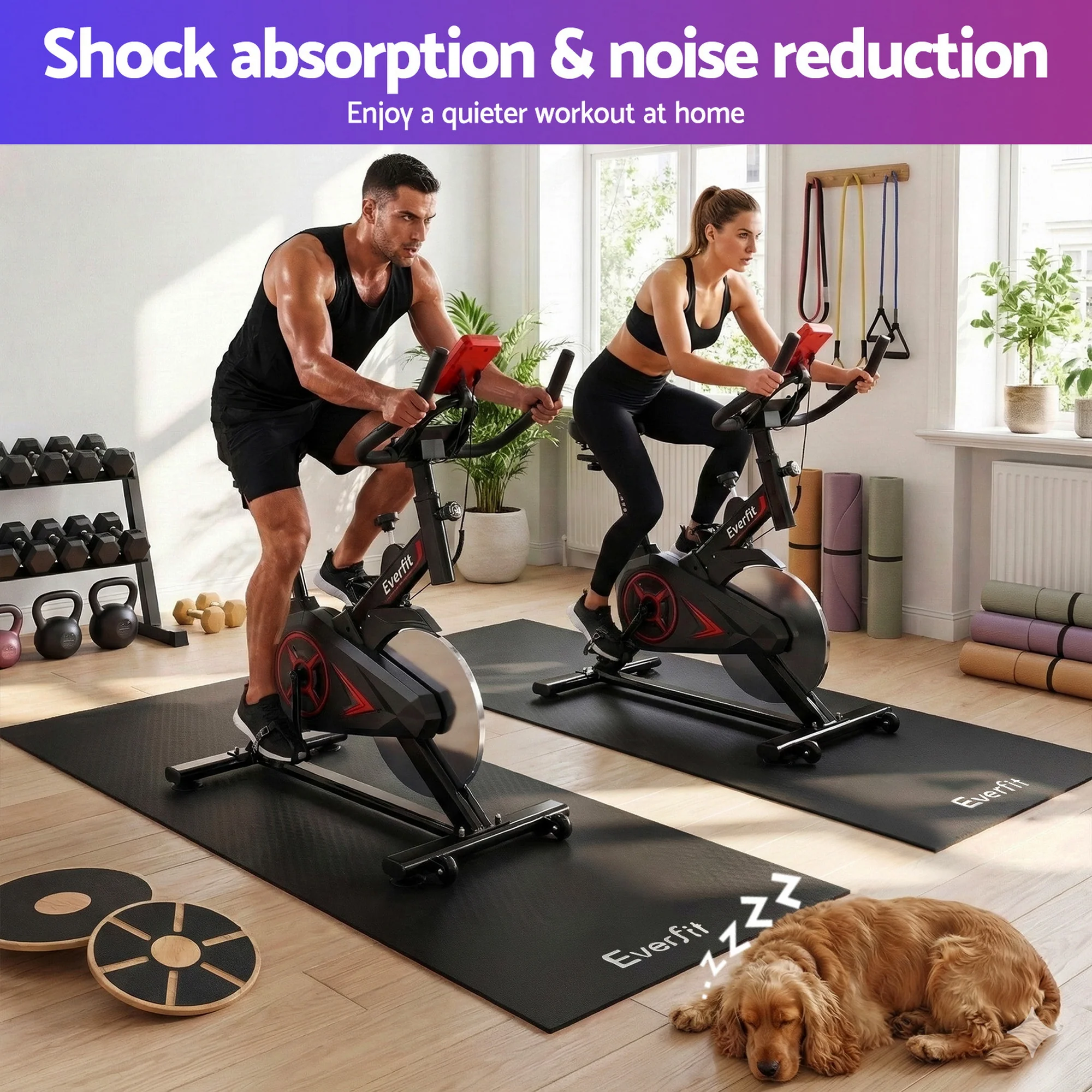 Everfit Exercise Equipment Mat Treadmill Floor Rug Home Gym Bike Fitness Yoga 2M - Image 6