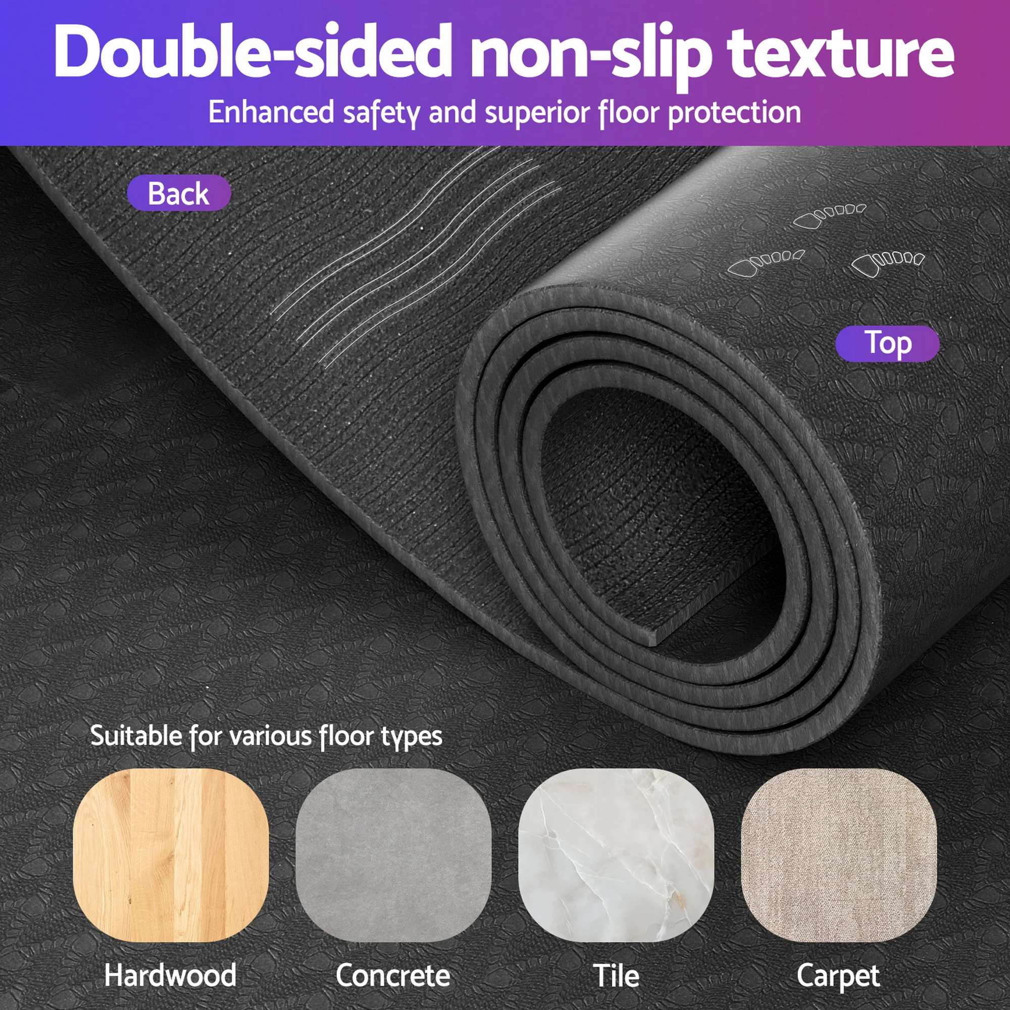 Everfit Exercise Equipment Mat Treadmill Floor Rug Home Gym Fitness Yoga 1.8M - Image 4