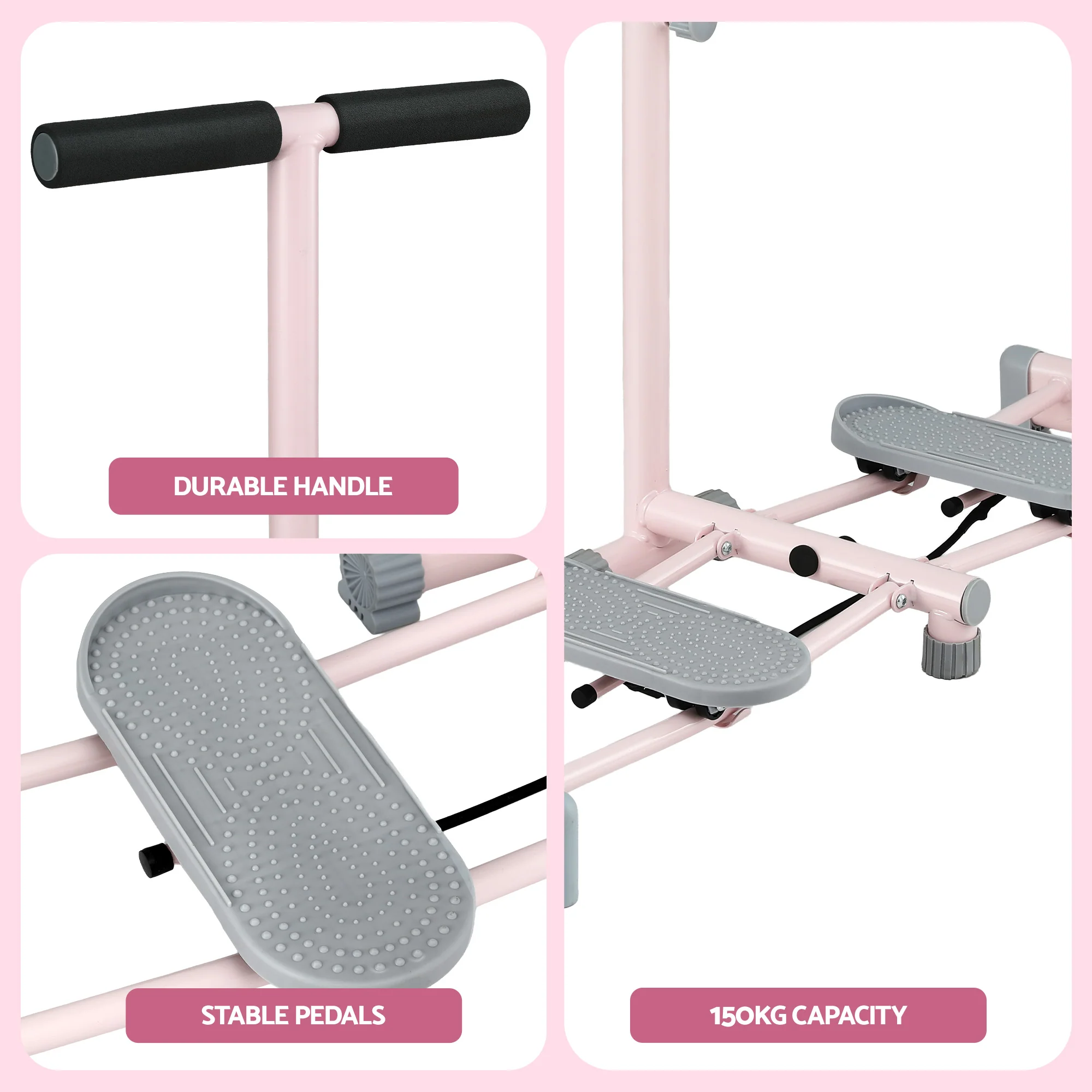 Everfit Foldable Ski Exercise Machine Leg Thigh Trainer Home Fitness Cardio Pink - Image 6