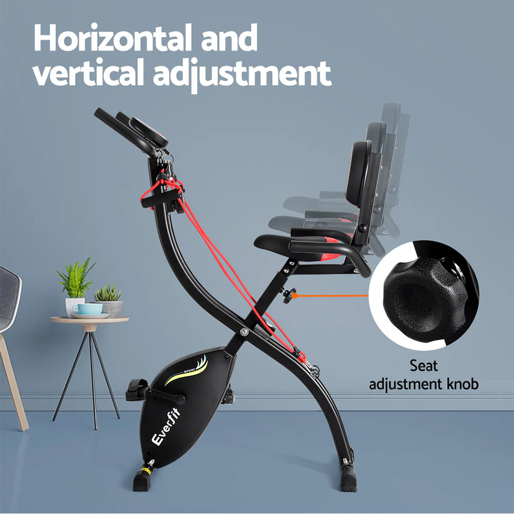 Everfit Folding Exercise Bike Magnetic X-Bike Indoor Cycling Resistance Rope - Image 4