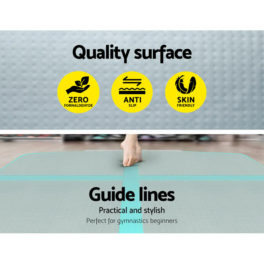 Everfit GoFun 4X1M Inflatable Air Track Mat with Pump Tumbling Gymnastics Green - Image 4