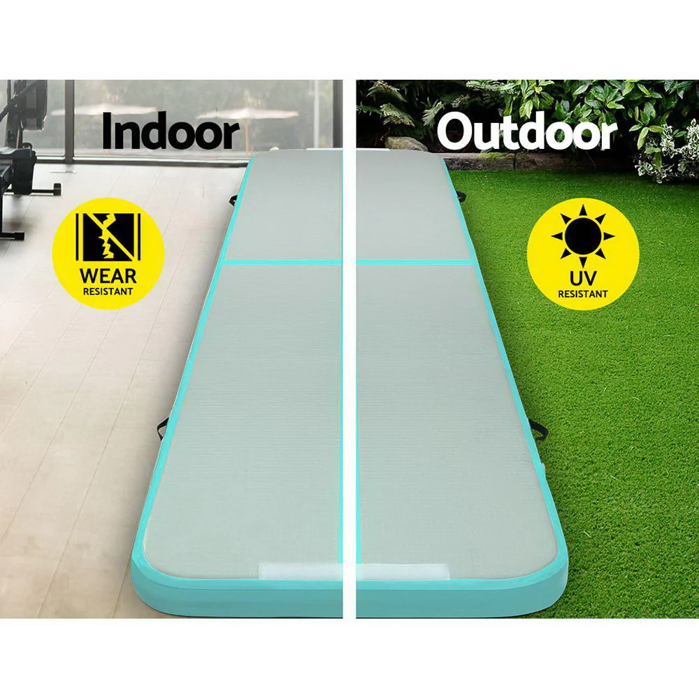 Everfit GoFun 4X1M Inflatable Air Track Mat with Pump Tumbling Gymnastics Green - Image 5