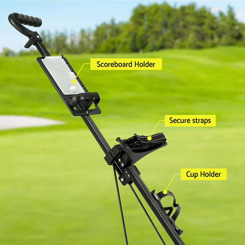 Everfit Golf Buggy Quick Folding Trolley Golf Cart Trolley 2 Wheels Cup Holder - Image 6