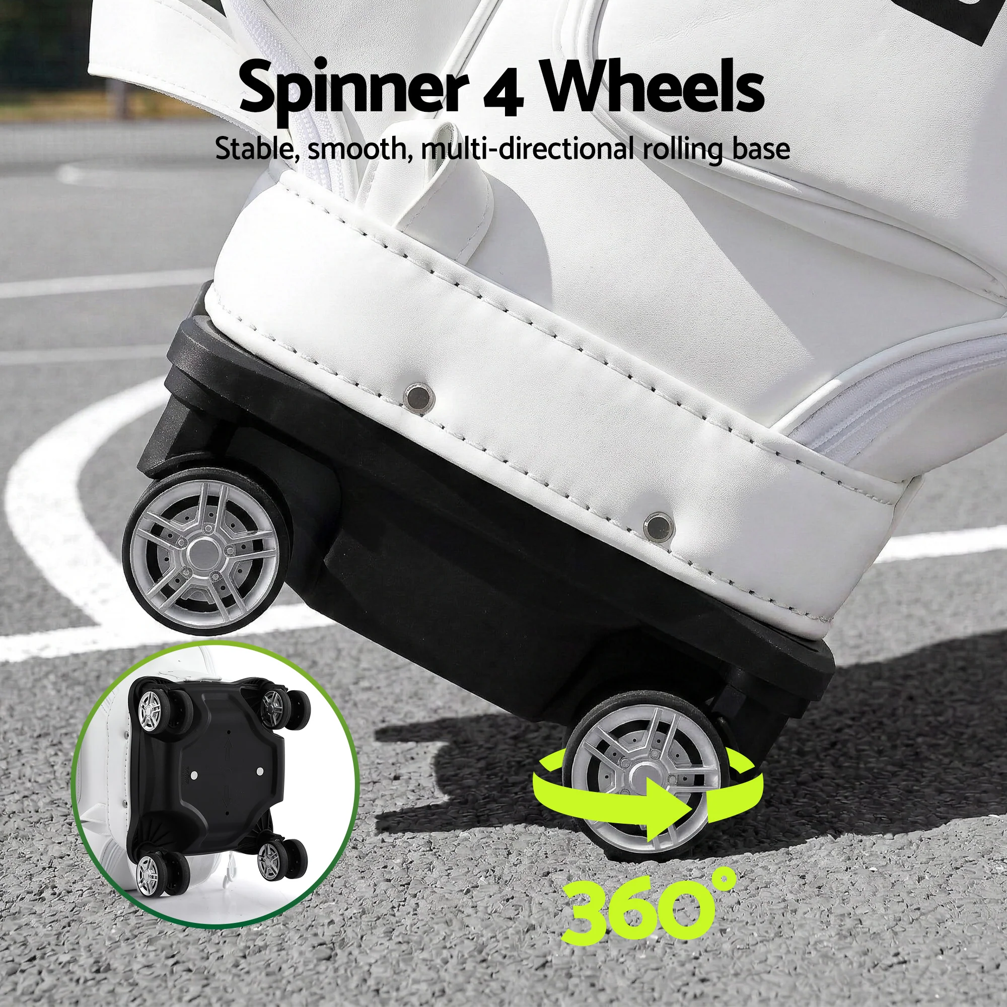 Everfit Golf Cart Bag Rolling Buggy Club Organiser Synthetic Leather White - Image 5