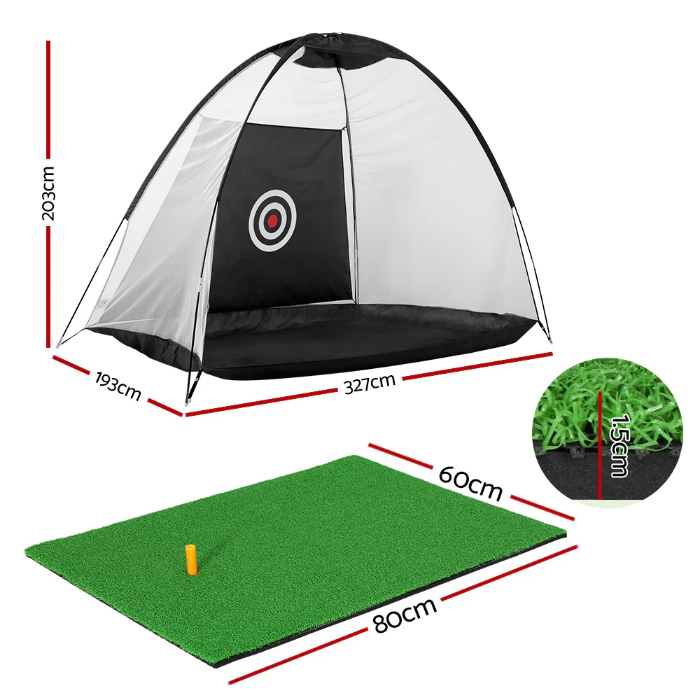 Everfit 3M Golf Practice Net And Training Mat Set Driving Target Black - Image 2