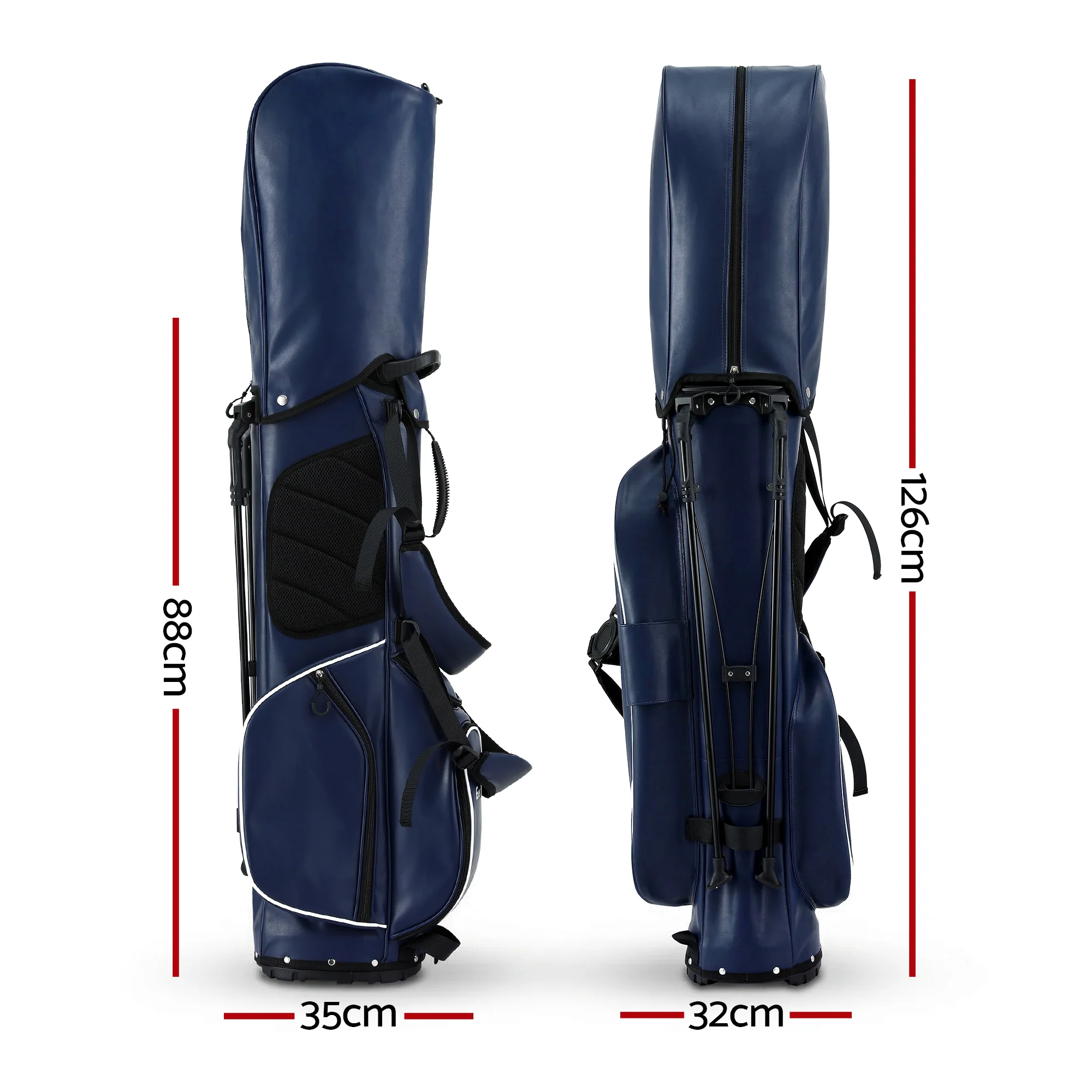 Everfit Golf Stand Bag Lightweight Carry Bag Dual Strap Club Divider Blue - Image 2