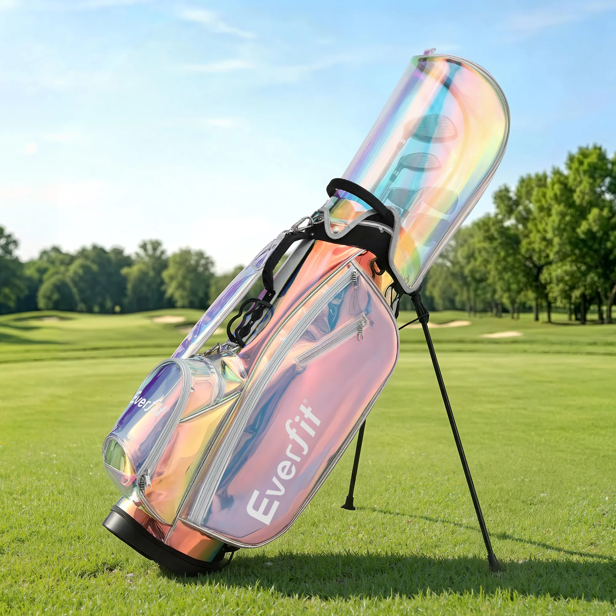 Everfit Golf Stand Bag Lightweight Carry Bag Dual Strap Club Divider Holographic - Image 8