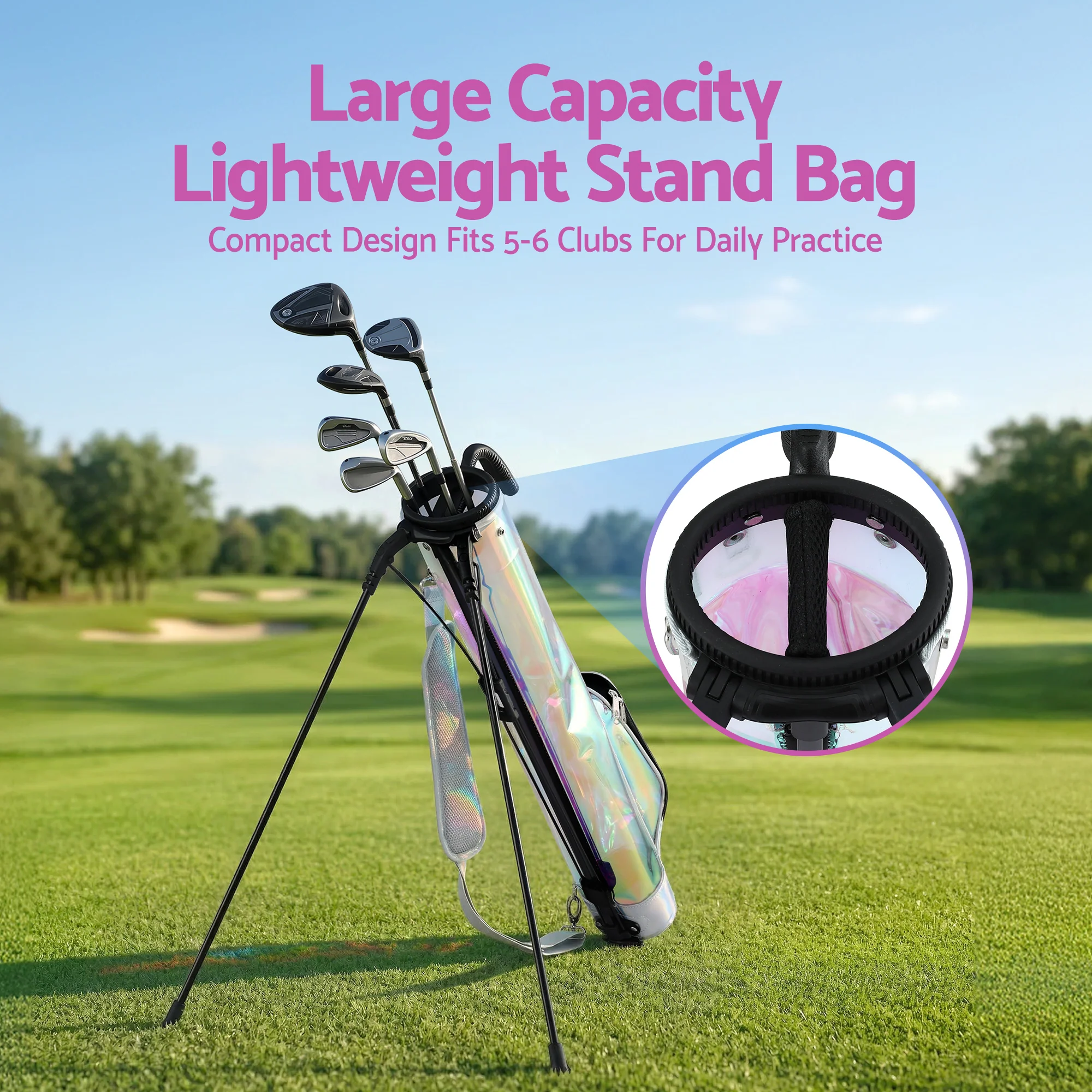 Everfit Golf Stand Bag Lightweight Sunday Pitch And Putt Bag Holographic - Image 7