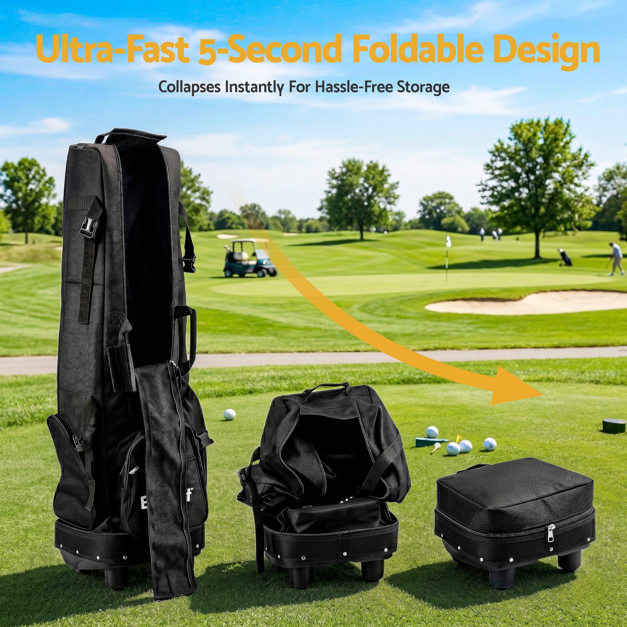 Everfit Golf Travel Bag Flight Cover Foldable Soft Case Wheels Black - Image 4