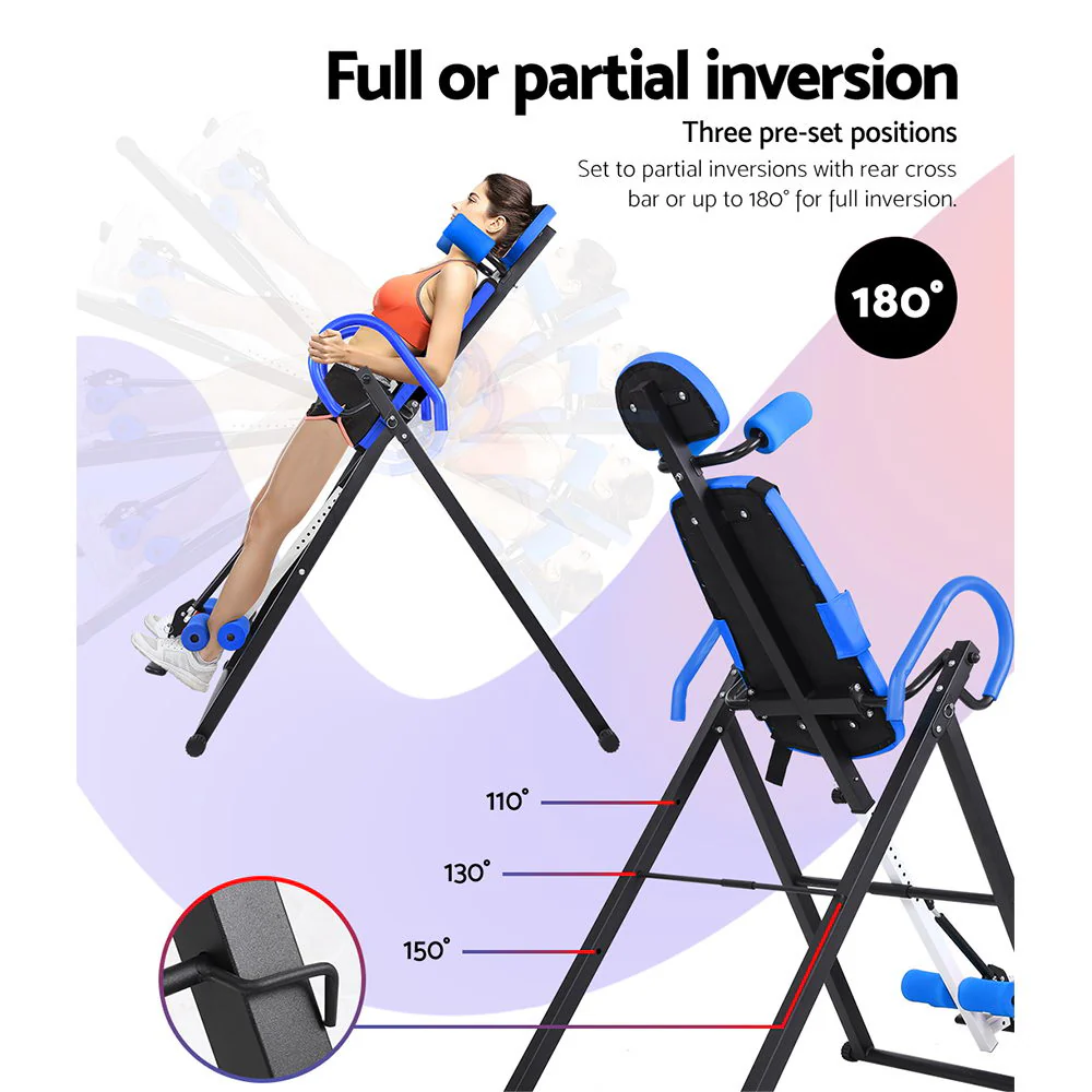 Everfit Inversion Table Gravity Exercise Inverter Back Stretcher Home Gym Blue - Image 6