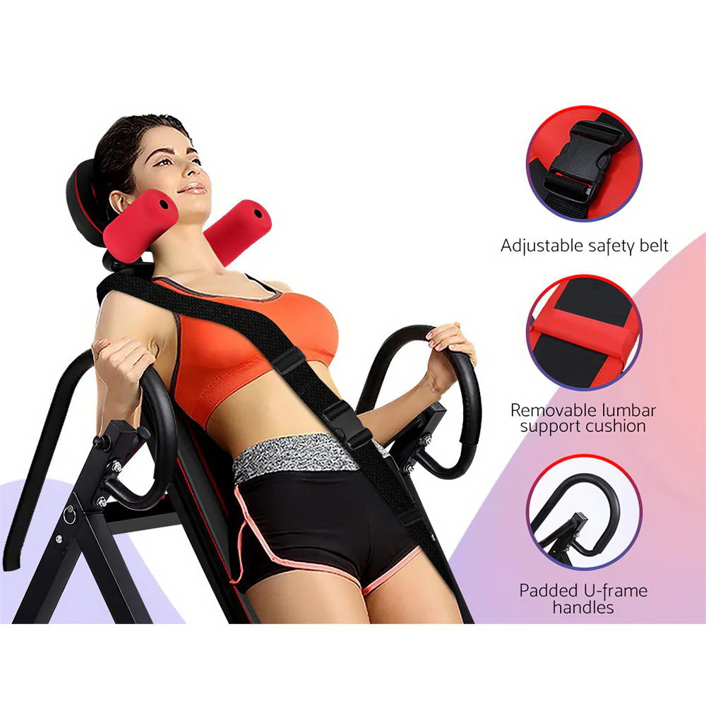 Everfit Inversion Table Gravity Exercise Inverter Back Stretcher Home Gym Black - Image 3