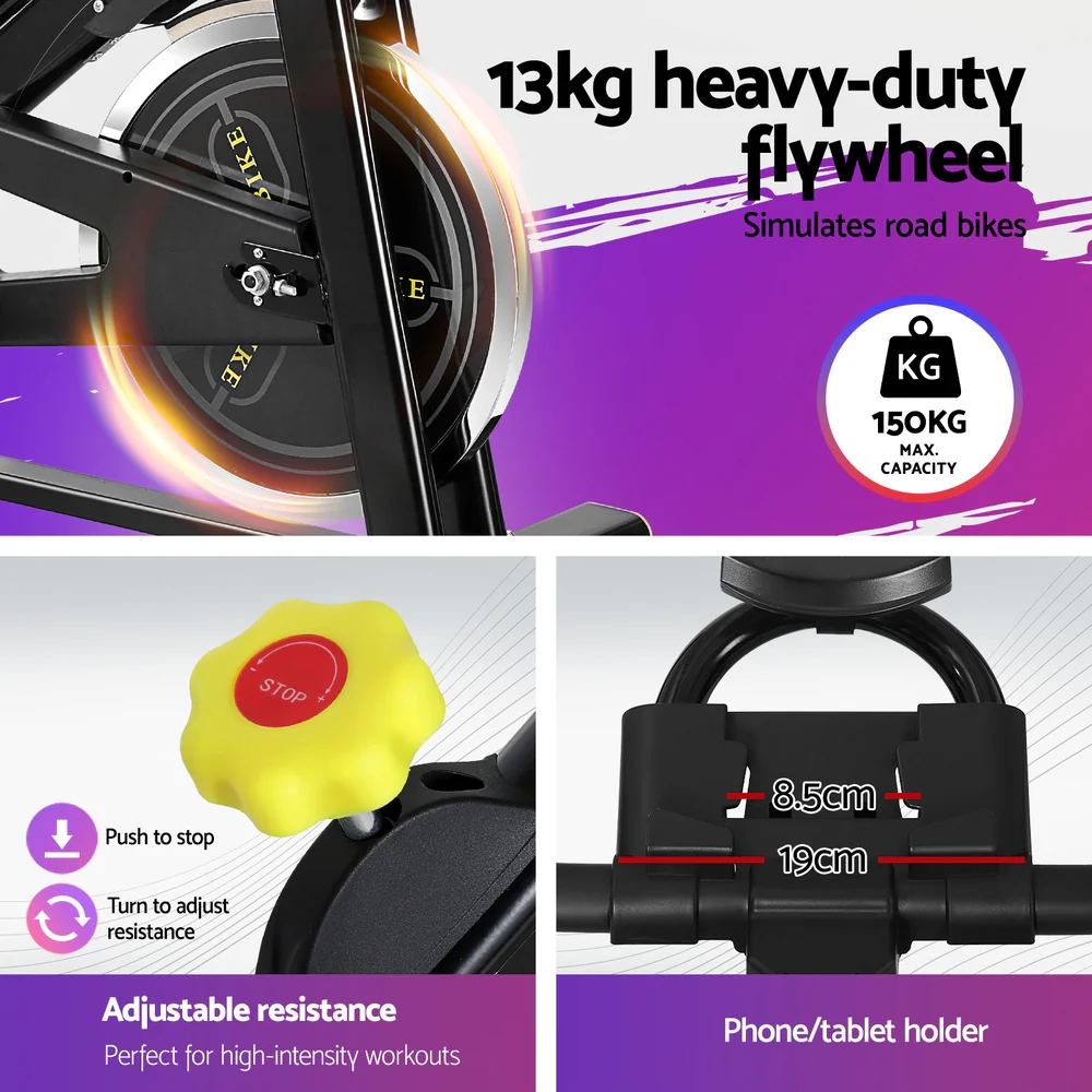 Everfit Spin Bike Exercise Bike Cardio Gym Bluetooth APP Connectable - Image 6
