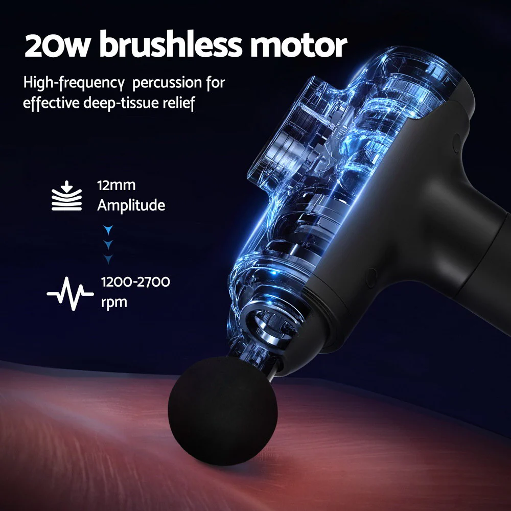 Everfit Massage Gun 30 Speed 8 Heads Vibration Muscle Massager Chargeable Black - Image 4