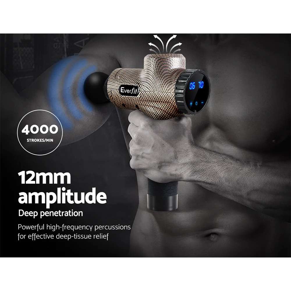 Everfit Massage Gun 6 Heads Massager Electric LCD Vibration Relief Percussion - Image 5