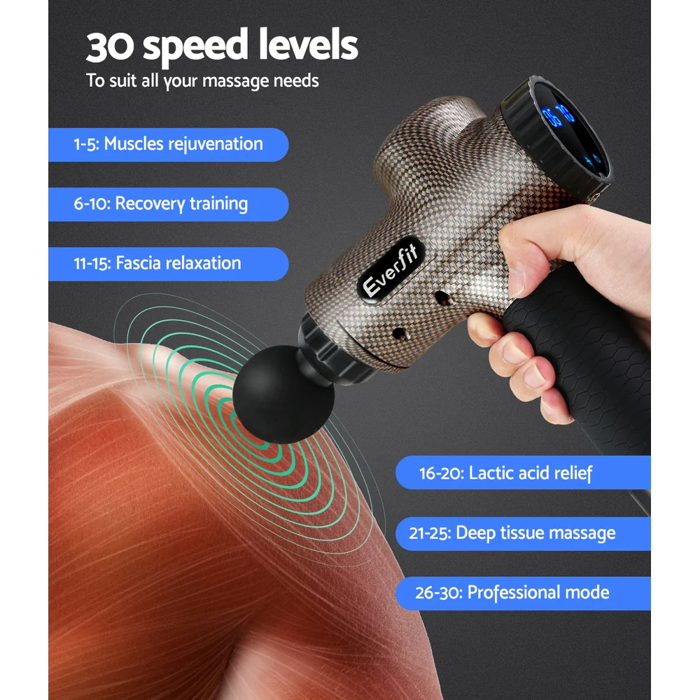 Everfit Massage Gun 6 Heads Massager Electric LCD Vibration Relief Percussion - Image 6
